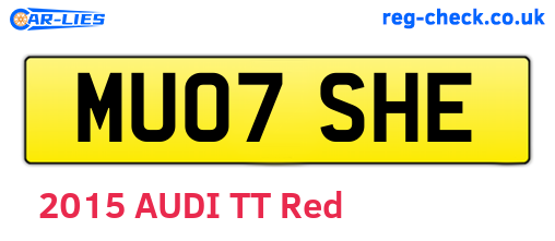 MU07SHE are the vehicle registration plates.