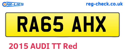 RA65AHX are the vehicle registration plates.