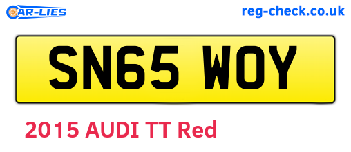 SN65WOY are the vehicle registration plates.