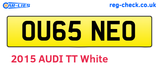 OU65NEO are the vehicle registration plates.