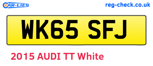 WK65SFJ are the vehicle registration plates.