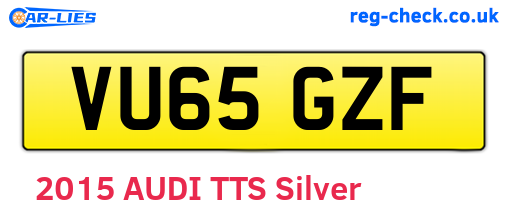 VU65GZF are the vehicle registration plates.