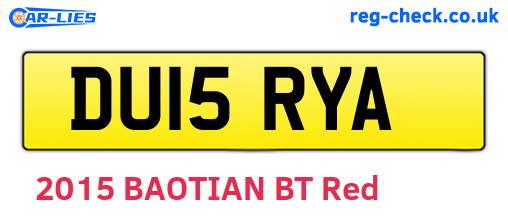 DU15RYA are the vehicle registration plates.