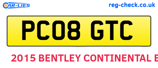 PC08GTC are the vehicle registration plates.