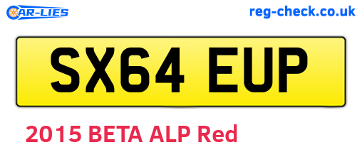 SX64EUP are the vehicle registration plates.