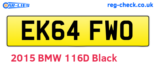 EK64FWO are the vehicle registration plates.