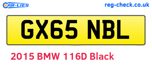 GX65NBL are the vehicle registration plates.