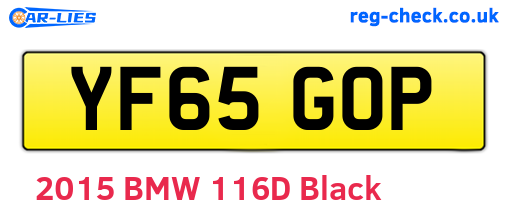 YF65GOP are the vehicle registration plates.