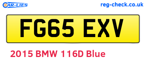 FG65EXV are the vehicle registration plates.