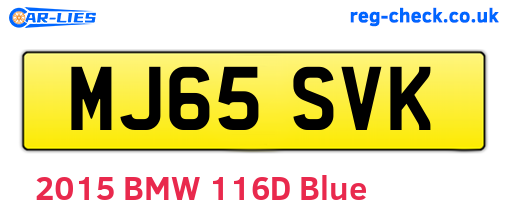 MJ65SVK are the vehicle registration plates.