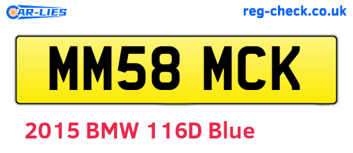 MM58MCK are the vehicle registration plates.
