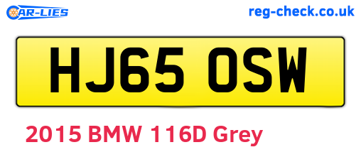 HJ65OSW are the vehicle registration plates.