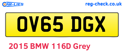 OV65DGX are the vehicle registration plates.