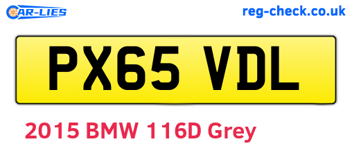 PX65VDL are the vehicle registration plates.