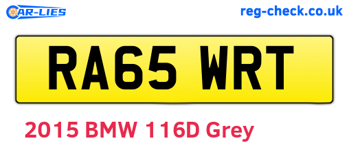 RA65WRT are the vehicle registration plates.
