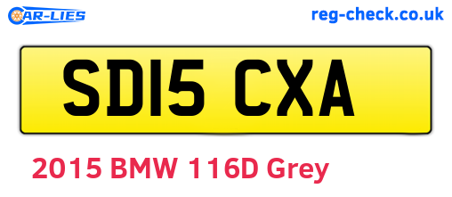 SD15CXA are the vehicle registration plates.