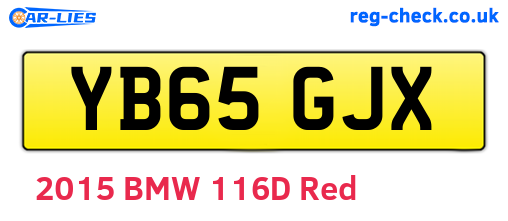 YB65GJX are the vehicle registration plates.