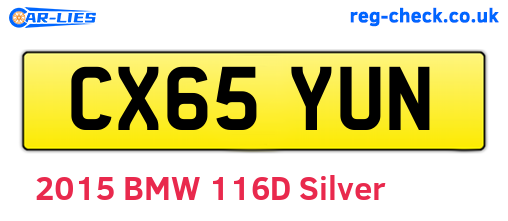 CX65YUN are the vehicle registration plates.