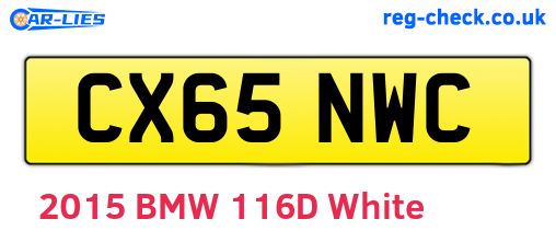 CX65NWC are the vehicle registration plates.
