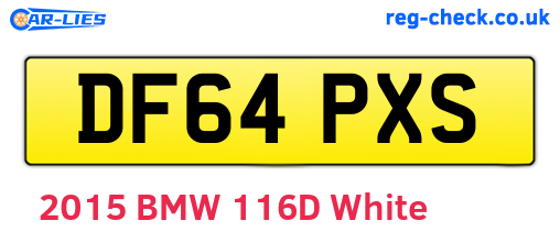 DF64PXS are the vehicle registration plates.