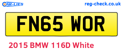 FN65WOR are the vehicle registration plates.