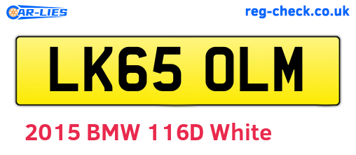 LK65OLM are the vehicle registration plates.