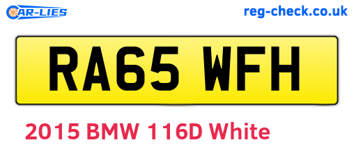 RA65WFH are the vehicle registration plates.