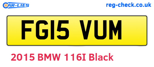 FG15VUM are the vehicle registration plates.