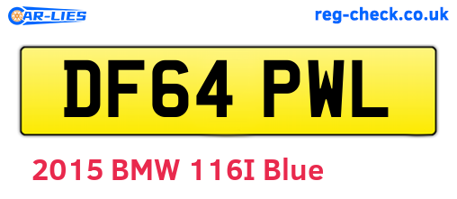 DF64PWL are the vehicle registration plates.