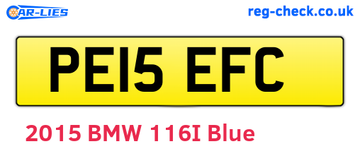 PE15EFC are the vehicle registration plates.