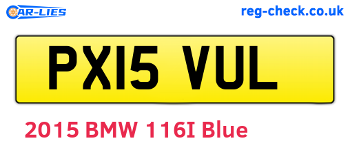 PX15VUL are the vehicle registration plates.