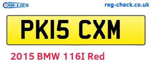 PK15CXM are the vehicle registration plates.