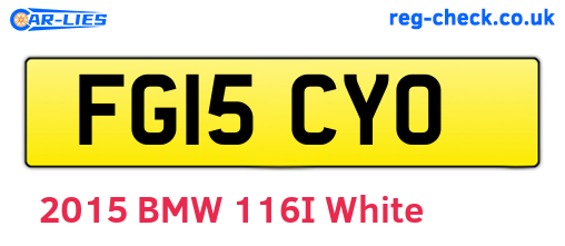 FG15CYO are the vehicle registration plates.