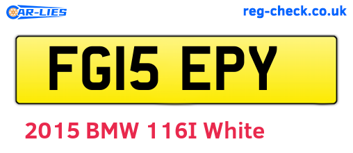 FG15EPY are the vehicle registration plates.