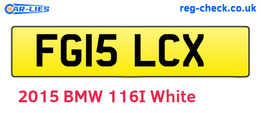 FG15LCX are the vehicle registration plates.