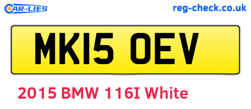MK15OEV are the vehicle registration plates.