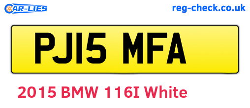PJ15MFA are the vehicle registration plates.