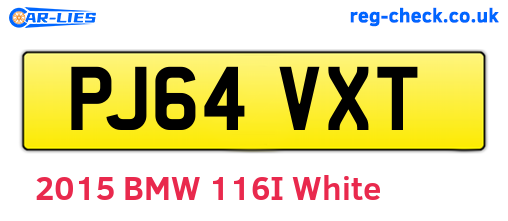 PJ64VXT are the vehicle registration plates.