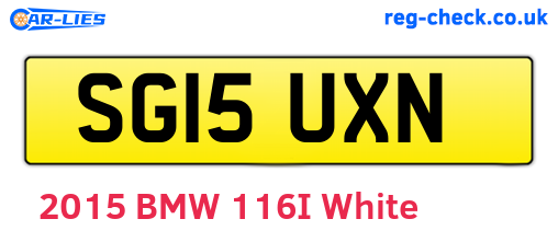 SG15UXN are the vehicle registration plates.