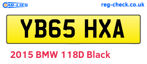 YB65HXA are the vehicle registration plates.