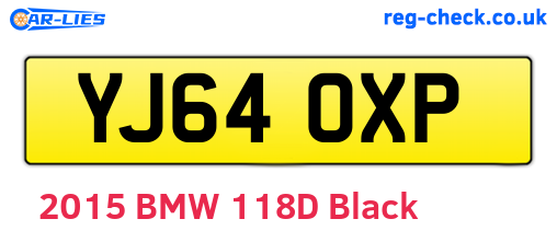 YJ64OXP are the vehicle registration plates.