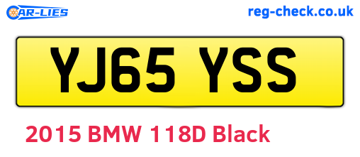 YJ65YSS are the vehicle registration plates.