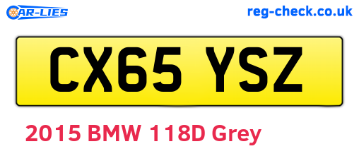 CX65YSZ are the vehicle registration plates.