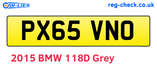 PX65VNO are the vehicle registration plates.