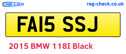 FA15SSJ are the vehicle registration plates.