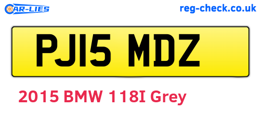 PJ15MDZ are the vehicle registration plates.