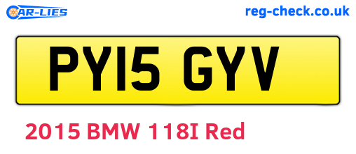 PY15GYV are the vehicle registration plates.