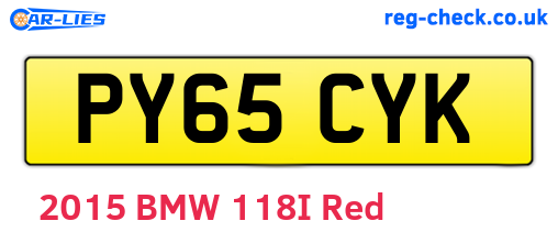 PY65CYK are the vehicle registration plates.