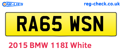RA65WSN are the vehicle registration plates.