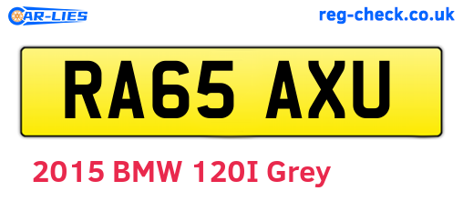 RA65AXU are the vehicle registration plates.